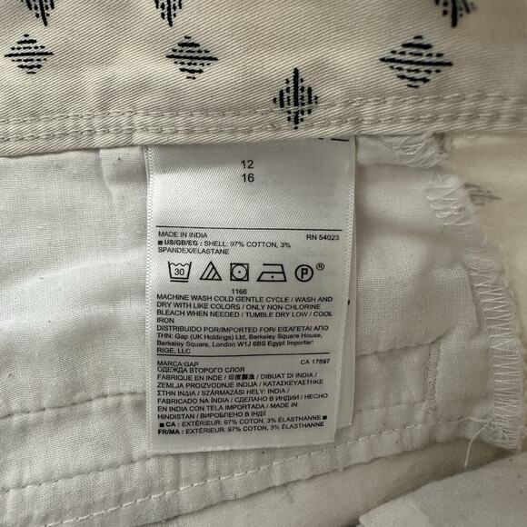 Banana Republic Womens Geometric Print Chino Shorts Size 12 Cream Black Roll Hem - Picture 6 of 10
